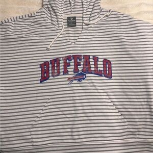 Fanatics Buffalo Striped Hoodie - White and Gray
Crop